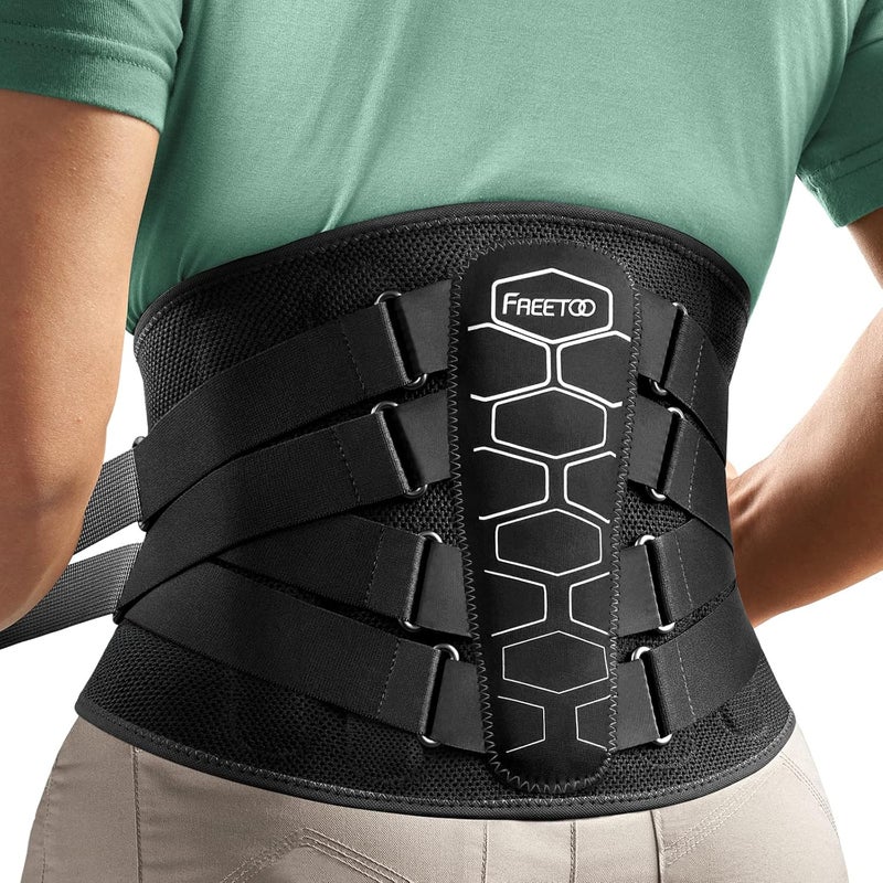 FREETOO Back Brace for Lower Back Pain Relief with Pulley System,Lumbar Support Belt for Men & Women with Lumbar Pad, Ergonomic Design and Soft Breathable 3D Knit Material,for Herniated Disc,Sciatica - Image 1